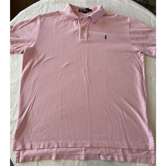 Polo Ralph Lauren Golf Shirt Classic Mens Large Pink w/Blue Pony Short Sleeve - Picture 2 of 10